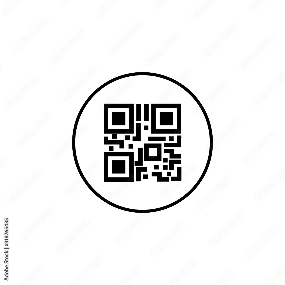 Scanning black round simple qarcode on phone screen icon, for interface concept elements, app ui ux web button logo.vector design Scanning black round simple qarcode on phone screen icon, for interface concept elements, app ui ux web button logo.vector design