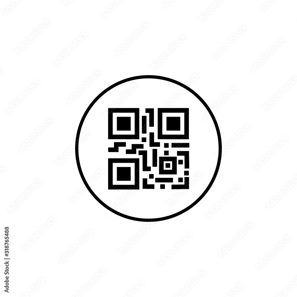 Scanning black round simple qarcode on phone screen icon, for interface concept elements, app ui ux web button logo.vector design Scanning black round simple qarcode on phone screen icon, for interface concept elements, app ui ux web button logo.vector design