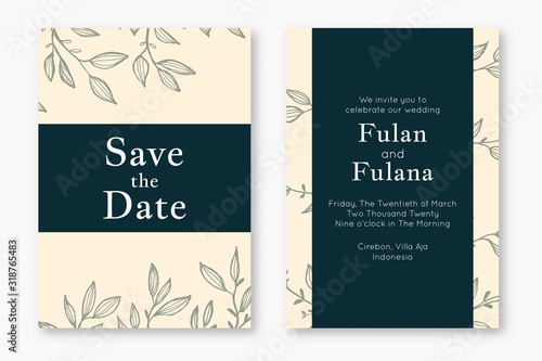 set modern floral outline hand drawn luxury wedding invitation design or card templates for wedding or fashion or greeting with tree plant flower texture elegant background bundle vector illustration