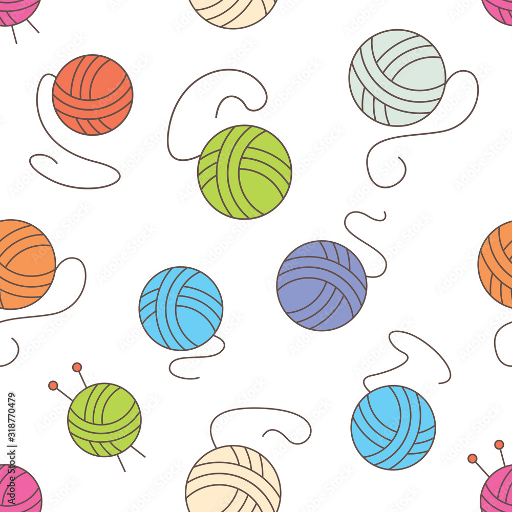 Flat vector pattern with tangles of thread