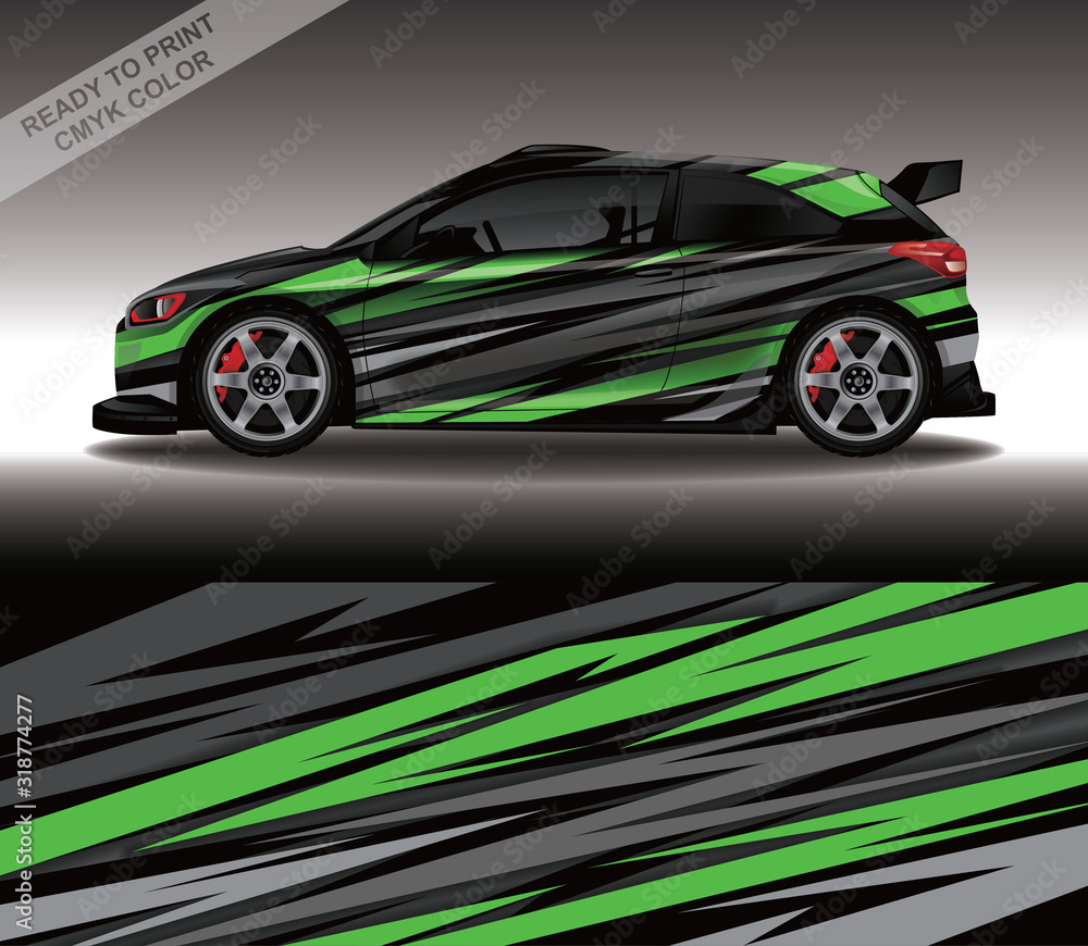 Car wrap decal design vector, custom livery race rally car vehicle sticker and tinting.