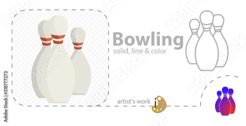 bowling cones vector flat, solid, line icon