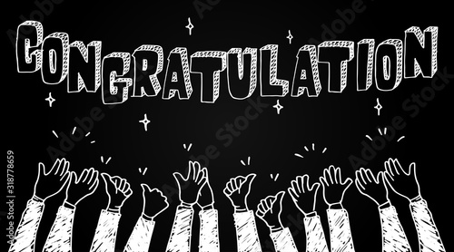 hand drawn of hands clapping ovation. applause, thumbs up gesture on doodle style , vector illustration