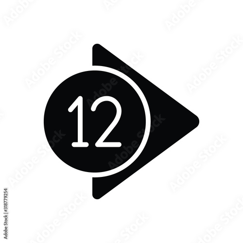 Black solid icon for number 