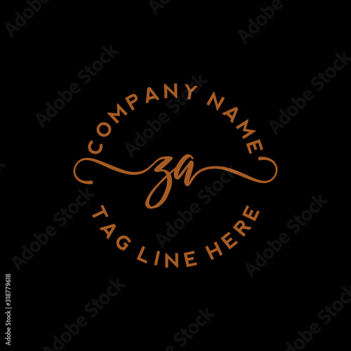 Initial Letter ZA Signature Handwriting and Elegant Logo Design Vector photo