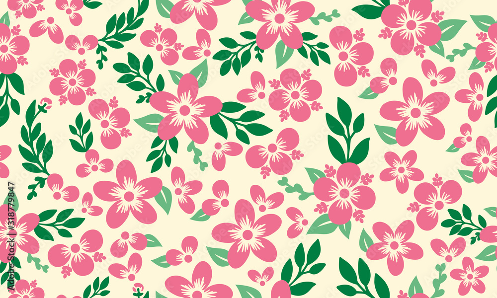 Seamless valentine flower pattern background, with leaf and floral elegant decor. Seamless valentine flower pattern background, with leaf and floral elegant decor.