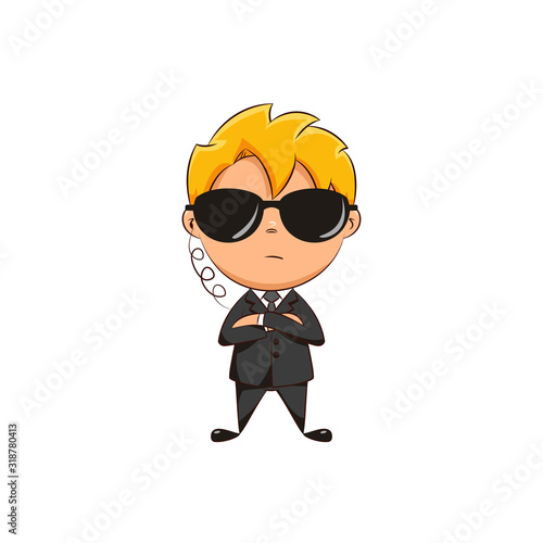 Bodyguard crossed arms gesture, cute kid