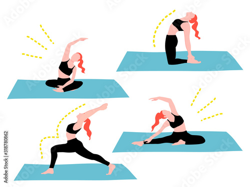 woman doing yoga pose set