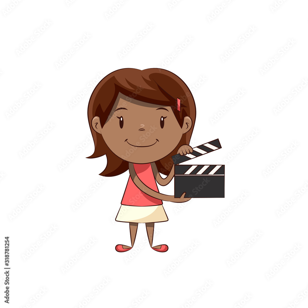 Little girl holding film slate, happy cute child Little girl holding film slate, happy cute child