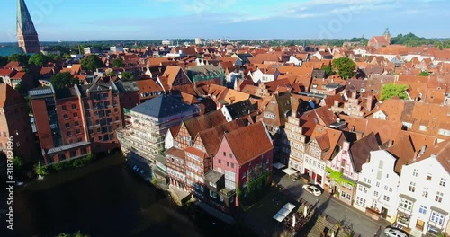 Aerial Drone Shot of Luneburg City Lower Saxony Germany