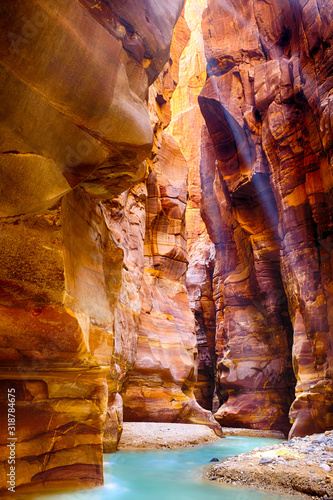 Through the beautiful Wadi Mujib in Jordan photo