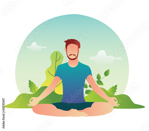 Wallpaper Mural The male yoga athlete is relaxing in the afternoon practice. Template for website, landing page and mobile app Torontodigital.ca