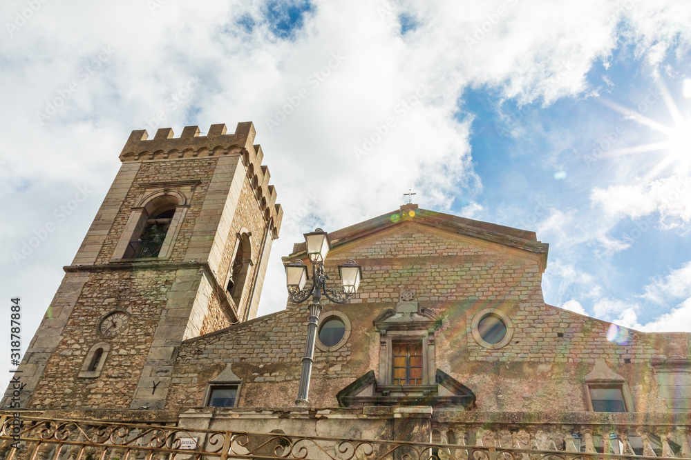 Italy, Sicily, Messina Province, Montalbano Elicona. The Basilica of Santa Maria Assunta in the medieval hill town of Montalbano Elicona.