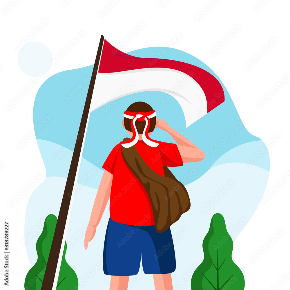 Indonesia Independence Day Flat Illustration Stock Vector Adobe Stock Indonesia Independence Day Flat Illustration Stock Vector Adobe Stock