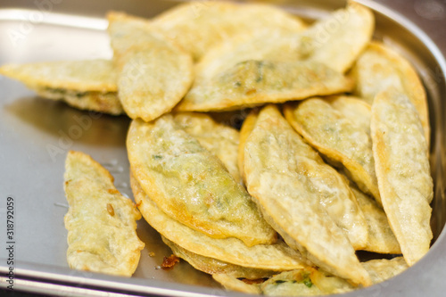 Fresh prepared fried dumplings. Traditional polish food