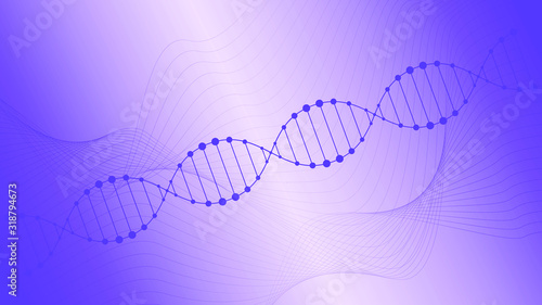 Structure of the DNA molecule. Vector illustration on a pheolet background.