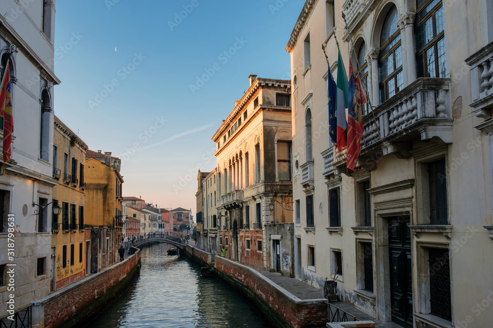 View of the Venetian canal in Venice, Italy.