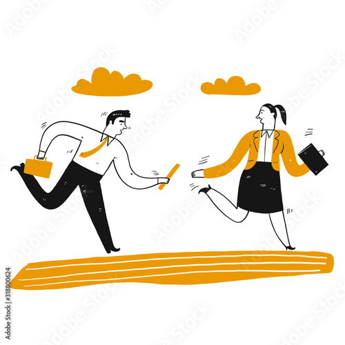 Business man relay runners sprinters running