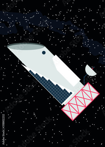 Telescope artificial satellite in space, Concept background design layout for poster flyer cover brochure web