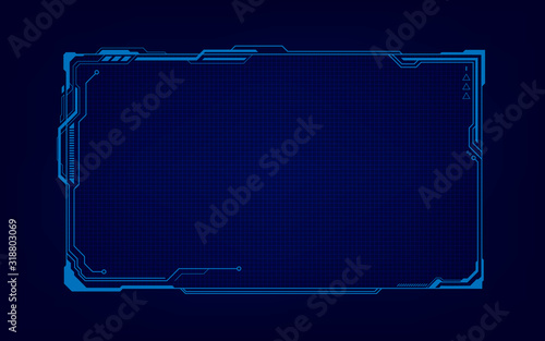 abstract tech sci fi hologram frame template design background