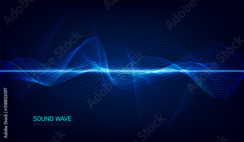 abstract blue digital equalizer, vector of sound wave pattern element