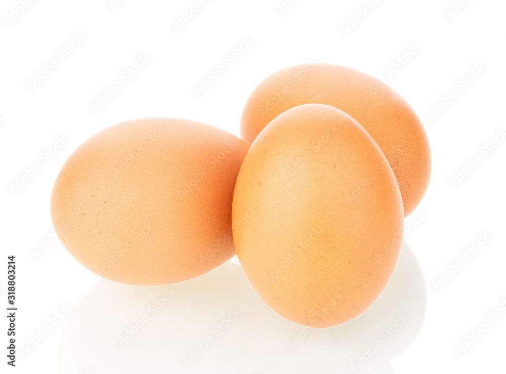 Three eggs isolated on white background. Three eggs isolated on white background.