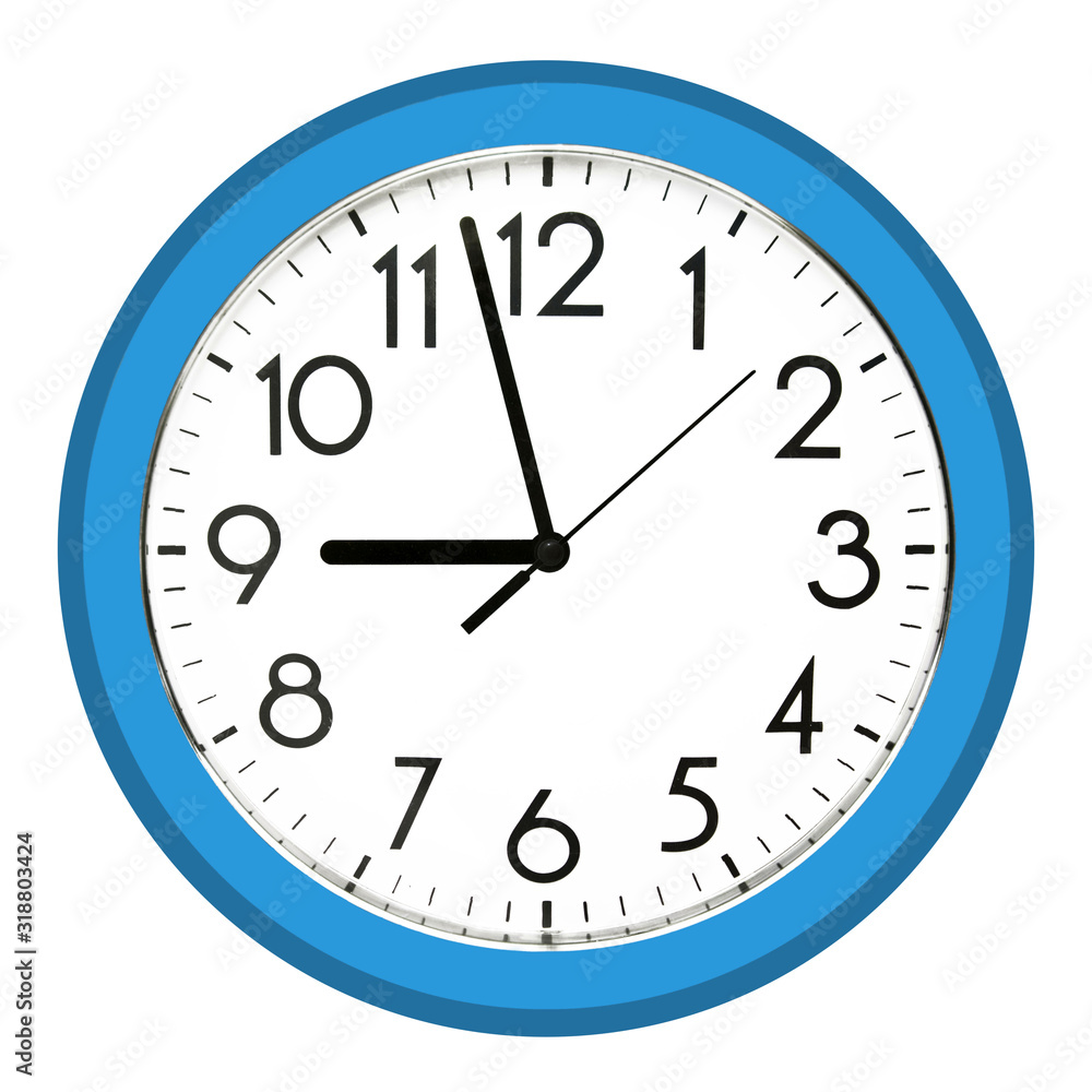 White wall clock. Isolated on white background. White wall clock. Isolated on white background.