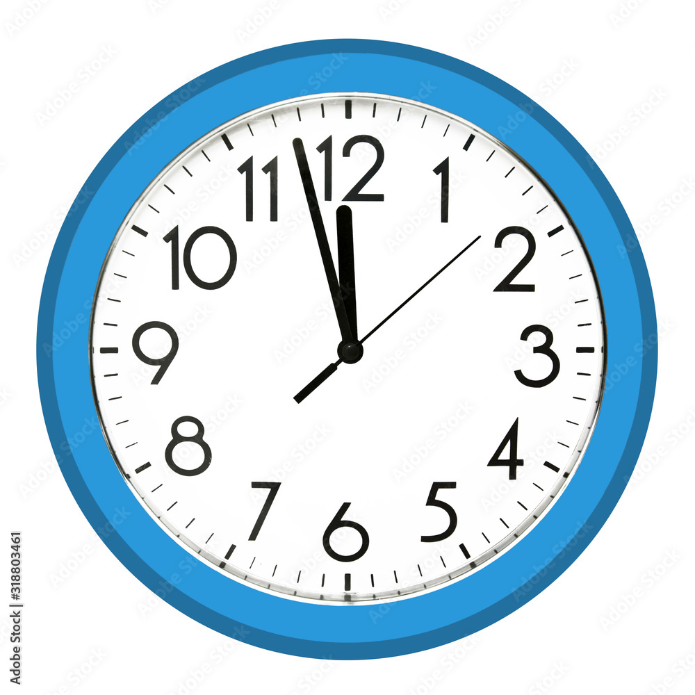 White wall clock. Isolated on white background. White wall clock. Isolated on white background.