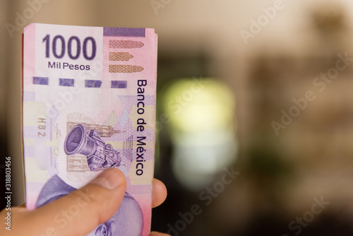 Bild auf Leinwand Money - banknotes, bills, mexican pesos
