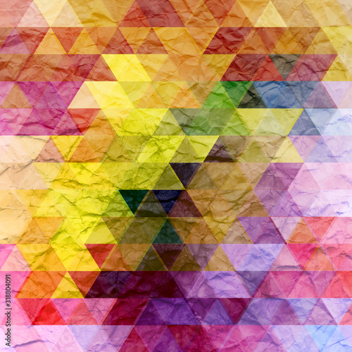 Beautiful watercolor background of colored geometric polygons