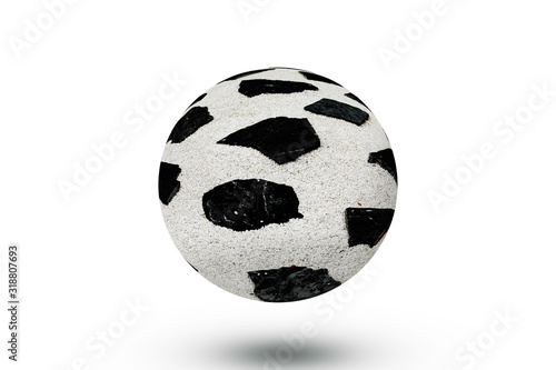 Ball made from stone isolated on white background.