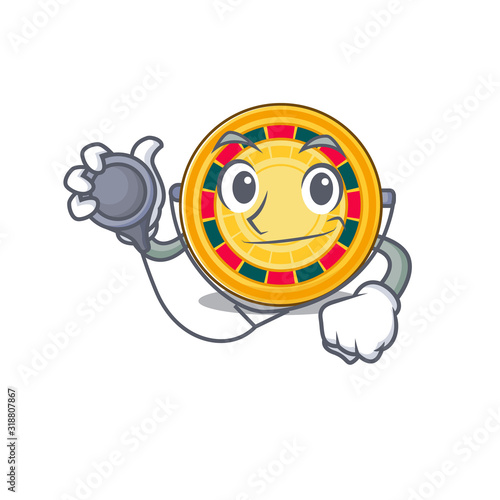 Smart and cool roulette cartoon character in a Doctor with tools