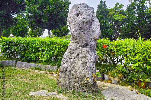 沖縄県宮古島市の平良にある観光スポットの人頭税石。 photo