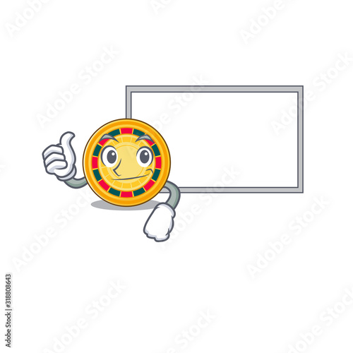 Thumbs up of roulette cartoon design with board