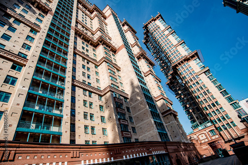  Facade of a modern multi-storey residential building in Moscow