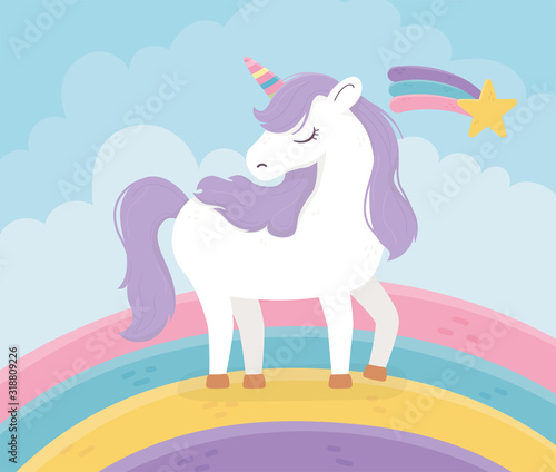 unicorn rainbow shooting star fantasy magic dream cute cartoon