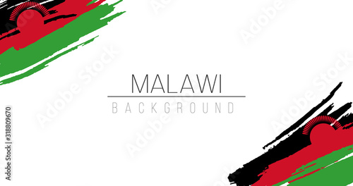 Malawi flag brush style background with stripes. Stock vector illustration isolated on white background.