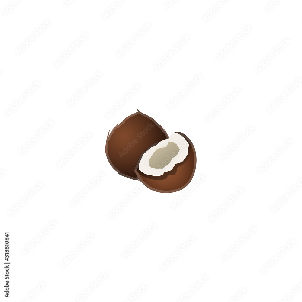 Coconut Vector Icon. Isolated Exotic, Tropical Fruit Cocos Emoji