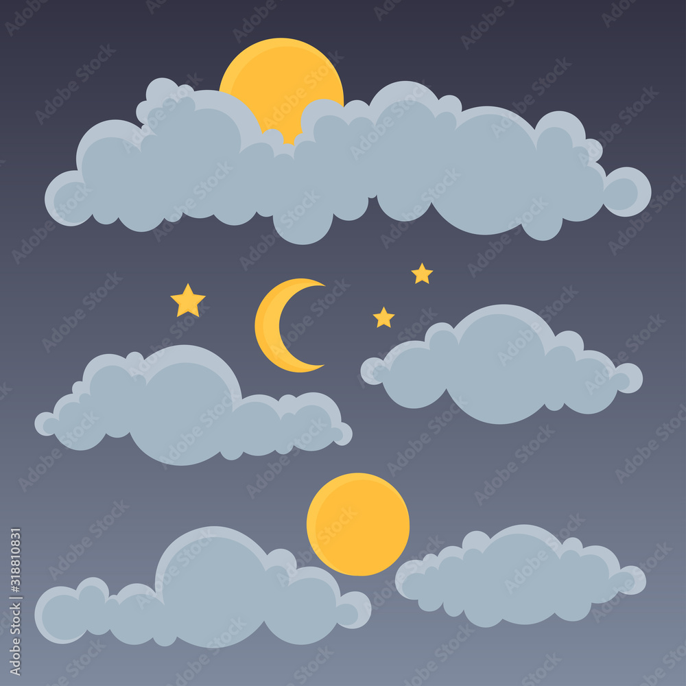 Clouds with Moon. Vector illustration. Clouds with Moon. Vector illustration.