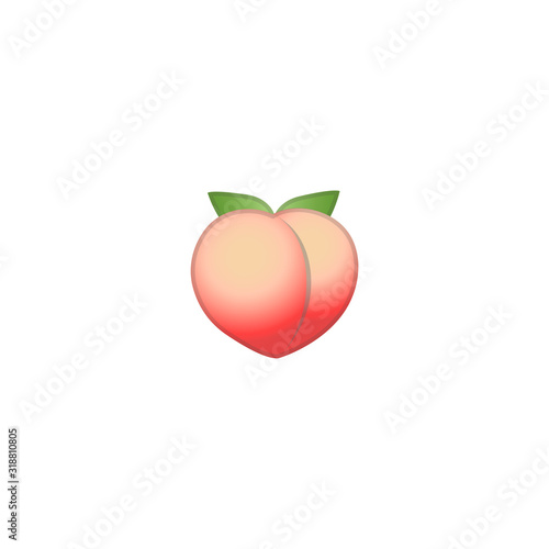 Peach Vector Icon. Isolated Peach Fresh Fruit Emoji, Emoticon Illustration