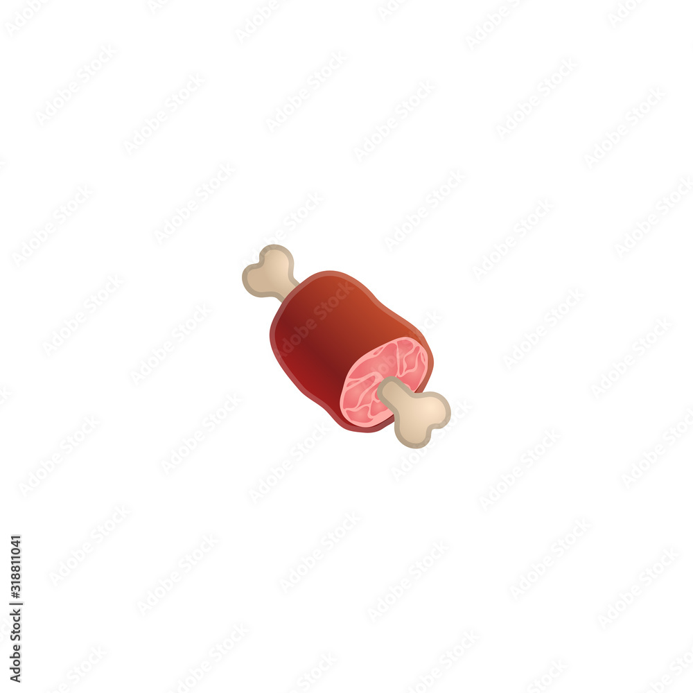 Meat on Bone Vector Icon. Isolated Grilled Meat on Bone Emoji, Emoticon