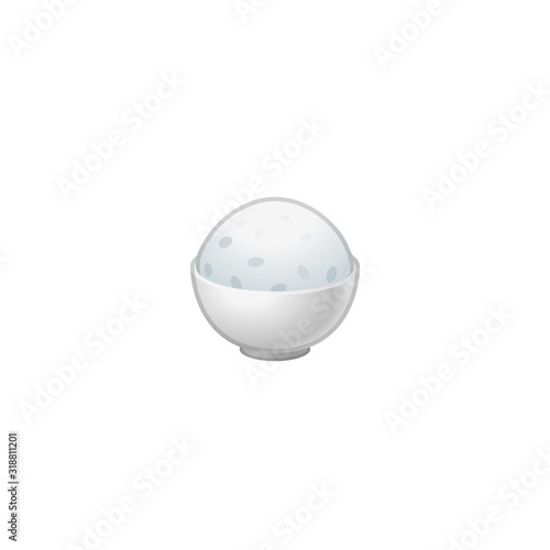 Cooked Rice Vector Icon. Isolated Boiled Sushi Emoji, Emoticon Illustration