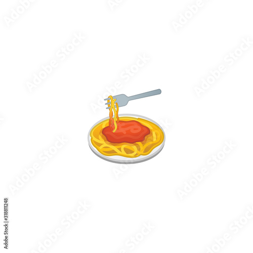 Spaghetti Vector Icon. Italian Food. Isolated Spaghetti Emoji, Emoticon Illustration