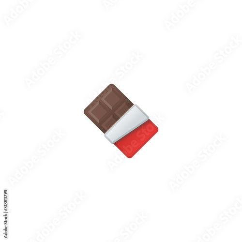 Chocolate Bar Vector Icon. Isolated  with Red Package Emoji, Emoticon Illustration