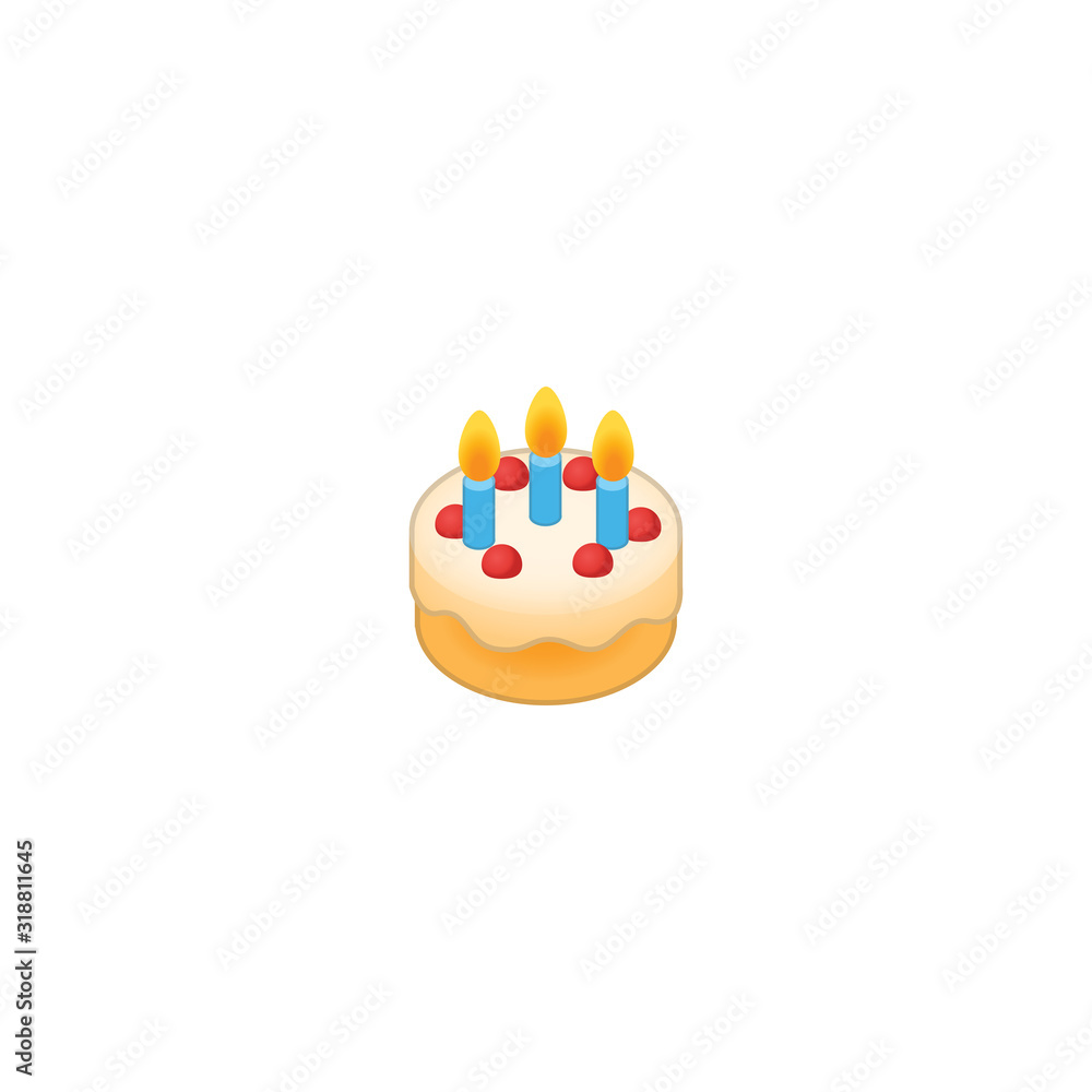 Birthday Cake Vector Icon. Birthday Cake with Candles Isolated Emoji