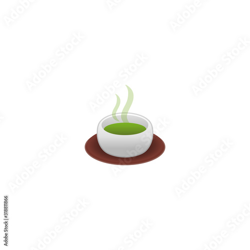 Teacup Without Handle Vector Icon. Isolated Green Tea Cup Emoji, Emoticon Illustration
