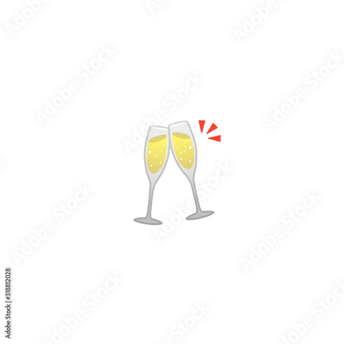 Clinking Glasses Vector Icon. Isolated Alcohol Drinks Emoji, Emoticon Illustration