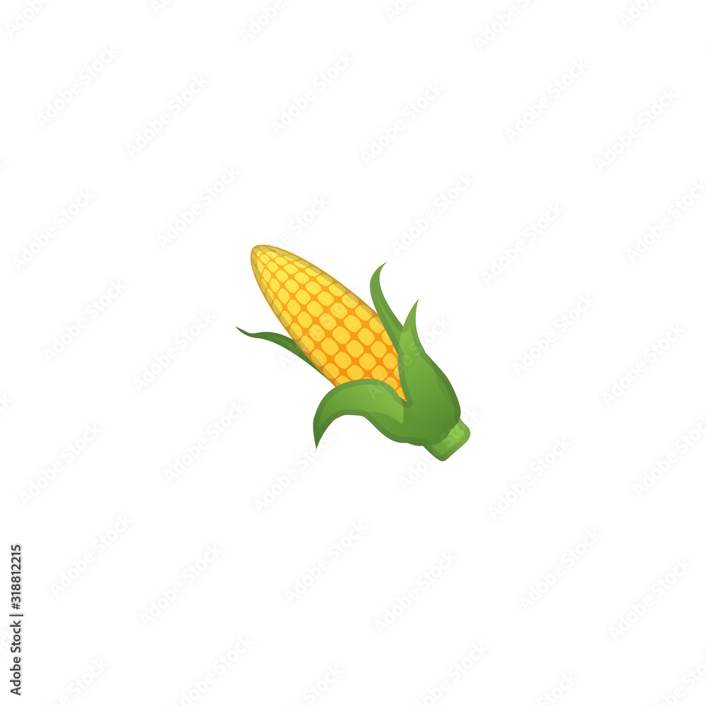 Ear of Corn Vector Icon. Isolated Corn on the Cob Realistic Emoji