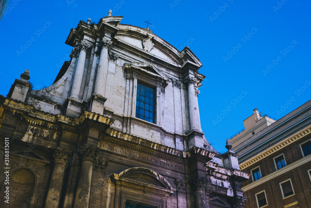 Rome, Italy - Dec 26, 2019: Church of Saint Nicholas of Tolentino Rome Italy