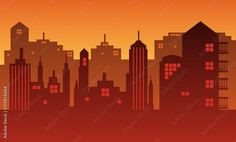 Background of a city in the afternoon and tall buildings.